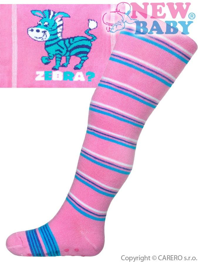 Bavlněné punčocháčky New Baby s ABS růžové zebra s pruhy 104 (3-4r) - obrázek 1