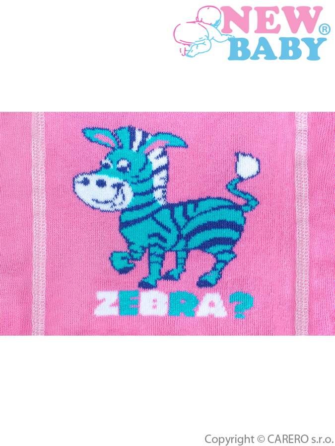 Bavlněné punčocháčky New Baby s ABS růžové zebra s pruhy 104 (3-4r) - obrázek 2