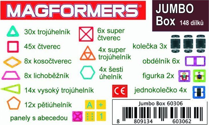 Magnetická stavebnice MAGFORMERS Jumbo Box 147 dílků - obrázek 2
