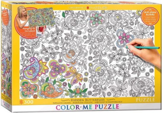 EUROGRAPHICS Color me puzzle Skrytí motýli 300 dílků + sada na zavěšení - obrázek 1