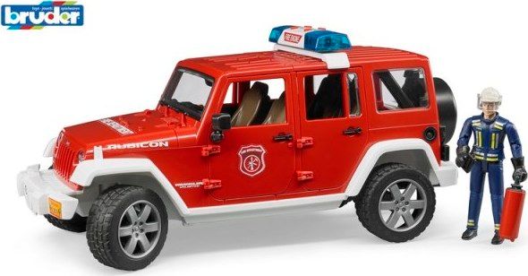 Bruder Červený požární vůž JEEP WRANGLER s panáčkem - obrázek 1