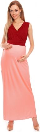 Be MaaMaa Těhotenské letní šaty - bordo/růžové, vel. L/XL - obrázek 1