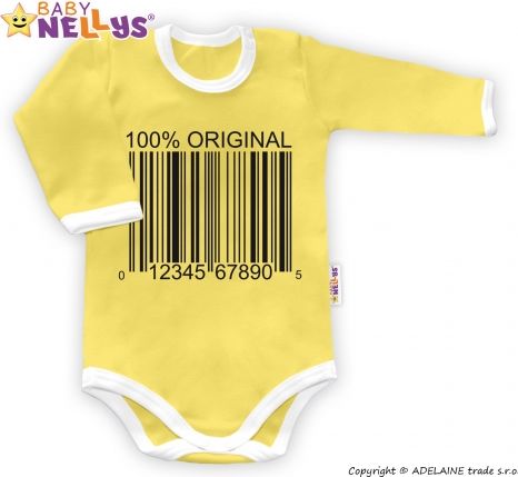 Baby Nellys Body dlouhý rukáv 100% ORIGINÁL - žluté/bílý lem - obrázek 1