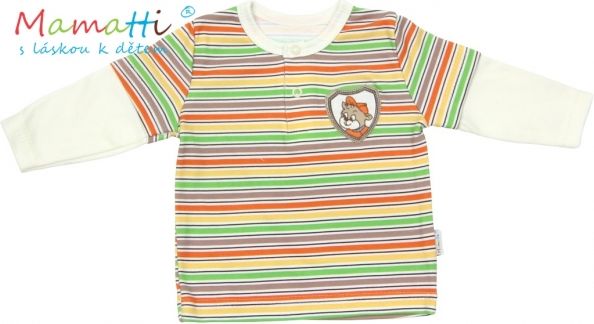 Polo tričko dlouhý rukáv Mamatti - CAR- krémové/barevné proužky - obrázek 1