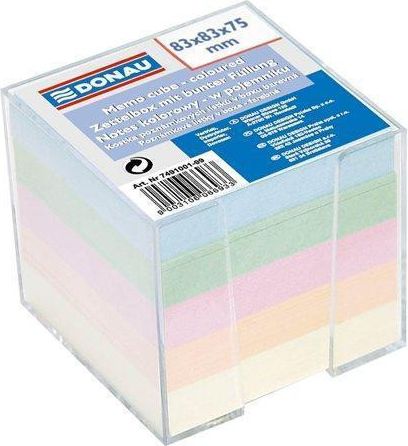 Papírové bločky v kostce 83x83x75 mm, se stojánkem, DONAU, barevné, bal. 750 ks - obrázek 1
