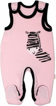 Kojenecké bavlněné dupačky Baby Nellys, Zebra - růžové, Velikost koj. oblečení 74 (6-9m) - obrázek 1