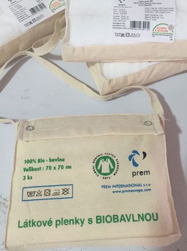 PREM 3 Pack Bio látkové Pleny bílé 100% BIO Bavlna 70x70 cm - obrázek 1