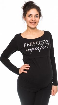 Be MaaMaa Těhotenské, kojící triko Perfektly - černé - obrázek 1