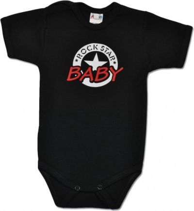 Body ROCK STAR BABY krátký rukáv - černé, Velikost koj. oblečení 62 (2-3m) - obrázek 1