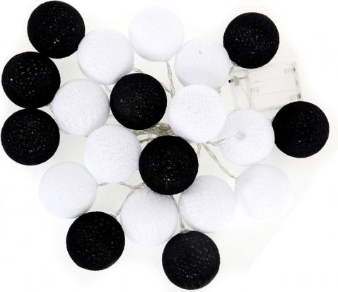 Cotton Balls - svítící koule, černá/bílá, 20ks - obrázek 1