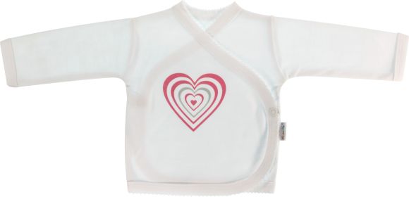 Mamatti Novorozenecká košilka Love Girl - zapínání bokem, bílá se srdíčkem, vel. 62 - obrázek 1