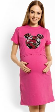 Be MaaMaa Těhotenská, kojící noční košile Minnie - růžová - obrázek 1