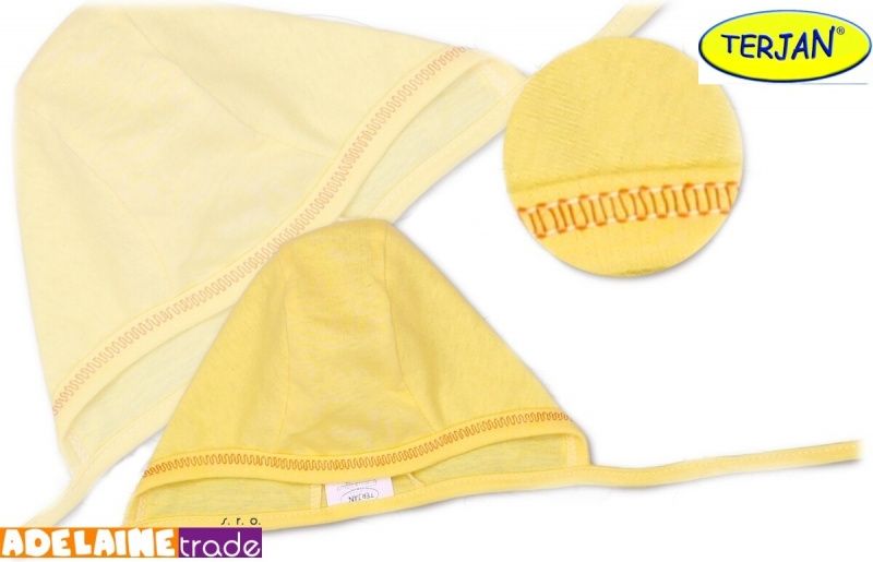 TERJAN TERJAN Novorozenecká čepička na zavazování - žlutá/krémová 56 (1-2m) - obrázek 1