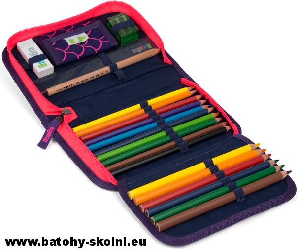 Jednopatrový vybavený školní penál červený Ergobag - obrázek 2