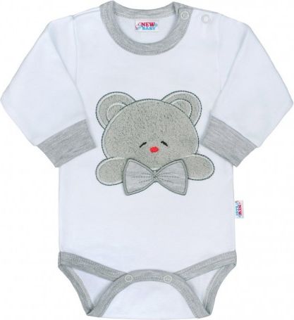 Luxusní kojenecké body s dlouhým rukávem New Baby Honey Bear s 3D aplikací, Bílá, 80 (9-12m) - obrázek 1