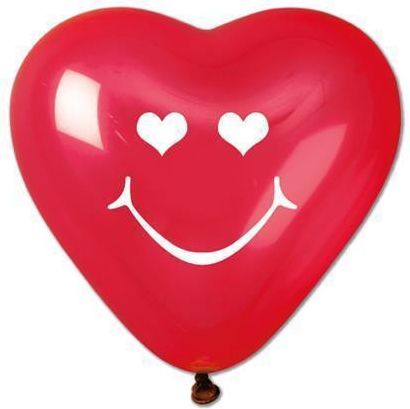 Balónek, tvar srdce, smajlík, 40 cm, bal. 10 ks - obrázek 1