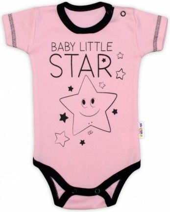 Body krátký rukáv Baby Nellys, Baby Little Star - růžové, Velikost koj. oblečení 68 (4-6m) - obrázek 1