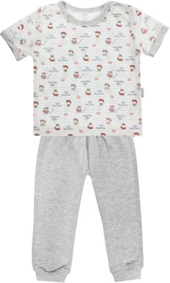 Bavlněné pyžamko Mamatti Pirát - krátký rukáv - šedé, vel. 110 - obrázek 1