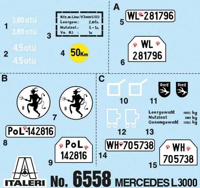 ITALERI Model Kit military 6558 - Mercedes-Benz L3000 S (1:35) - obrázek 9