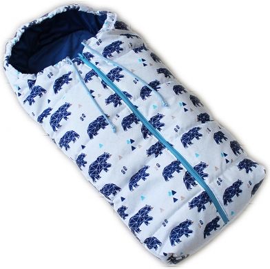 Dětský fusak Baby Nellys ARTIC LUX velvet, 95 x 45 cm - medvědi/bílý - obrázek 1