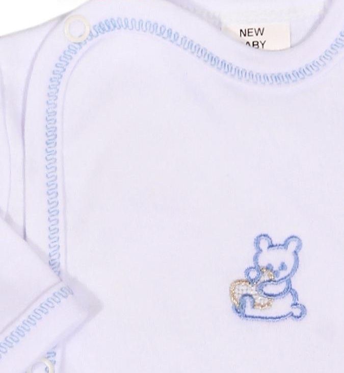Bílá kojenecká košilka New Baby vyšívaná s modrým medvídkem velikost 62 - obrázek 2