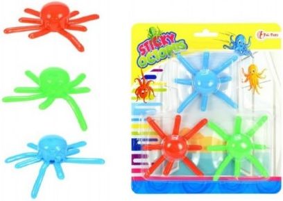 Chobotnice lezoucí po skle 3ks plast 8cm na kartě - obrázek 1