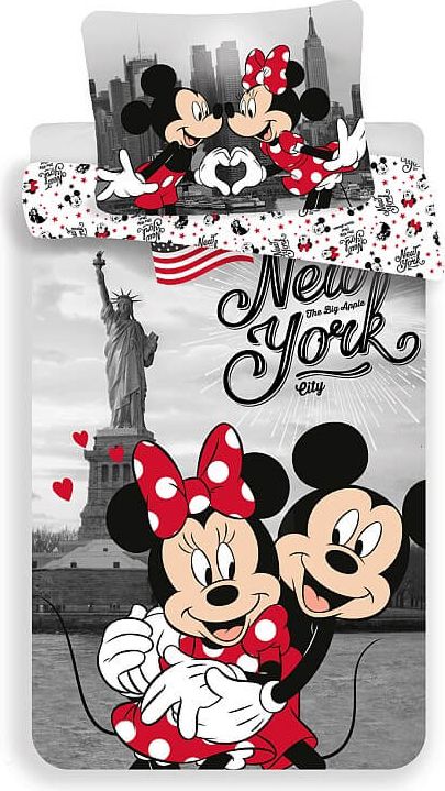JERRY FABRICS Povlečení Mickey a Minnie v New Yorku Love Bavlna 140/200, 70/90 cm - obrázek 1