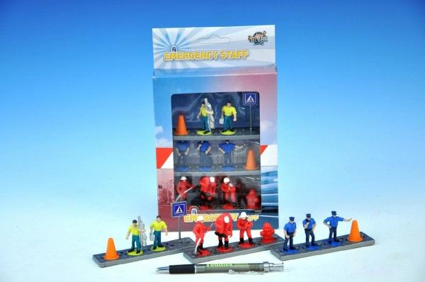 Figurky záchranáři plast 4cm 8ks s doplňky v krabičce - obrázek 1