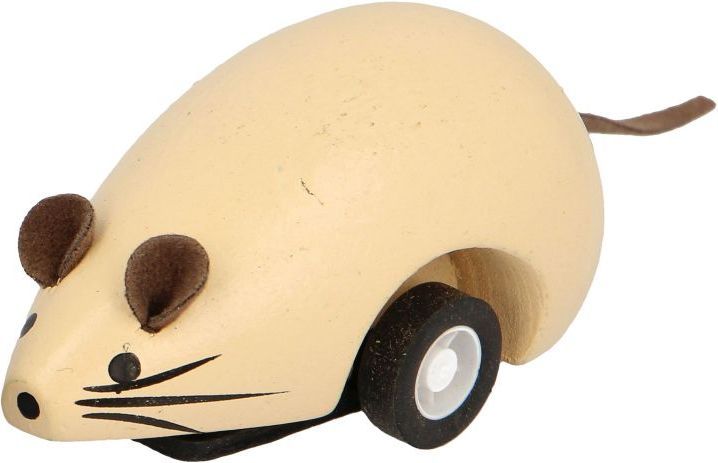 Fumfings Wooden Pull Back Mouse bílá uni - obrázek 1
