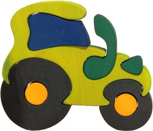 FAUNA Dřevěné puzzle Zelený traktor - obrázek 1