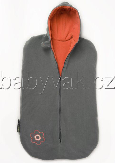 Babyvak Spacák fleecový bez rukávů šedá oranžová - obrázek 1