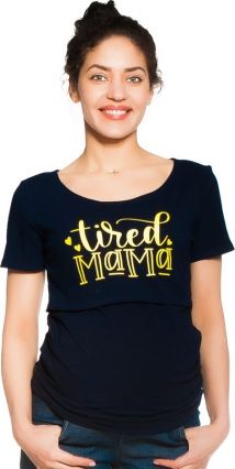 Be MaaMaa Těhotenské/kojicí triko Tired mama - granátové, vel. XL - obrázek 1