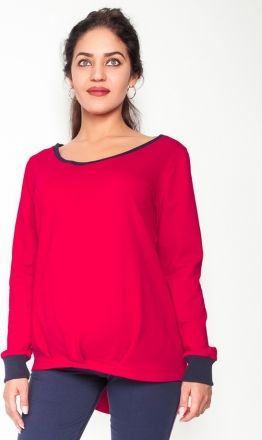 Be MaaMaa Těhotenské triko/mikina dlouhý rukáv Esti - červené, vel. XL - obrázek 1
