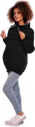 Be MaaMaa Těhotenská mikina s roláčkem DORA - černá - obrázek 1