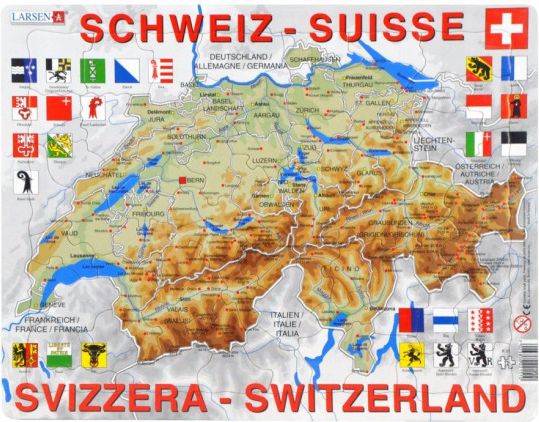 LARSEN Puzzle Švýcarsko - zeměpisná mapa (německy) 75 dílků - obrázek 1