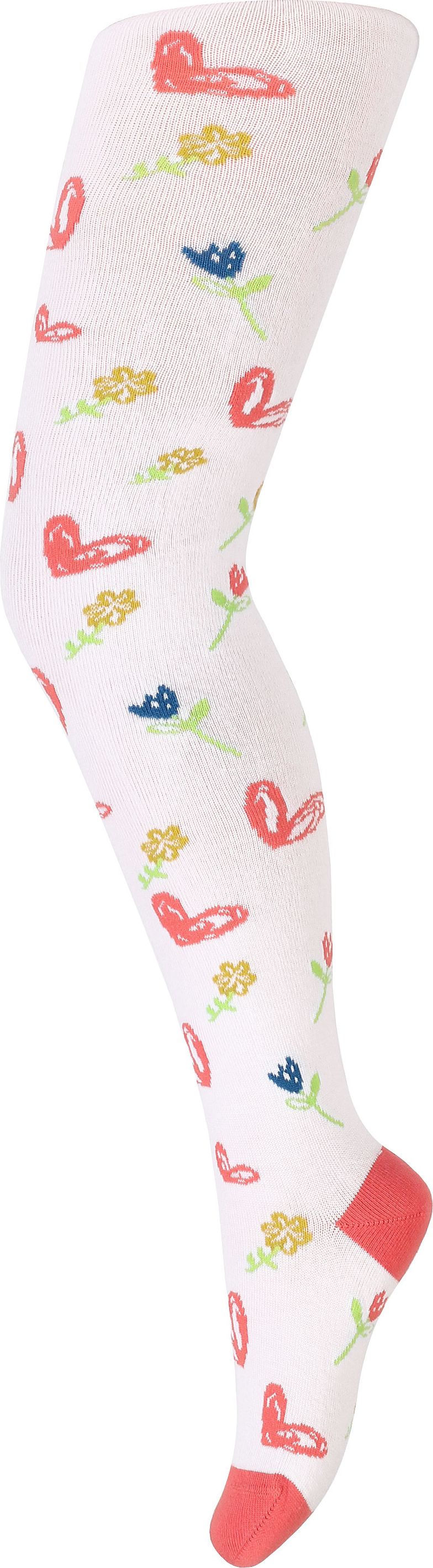Vzorované dívčí punčocháče WOLA FLOWERS bílé Velikost: 116-122 - obrázek 1