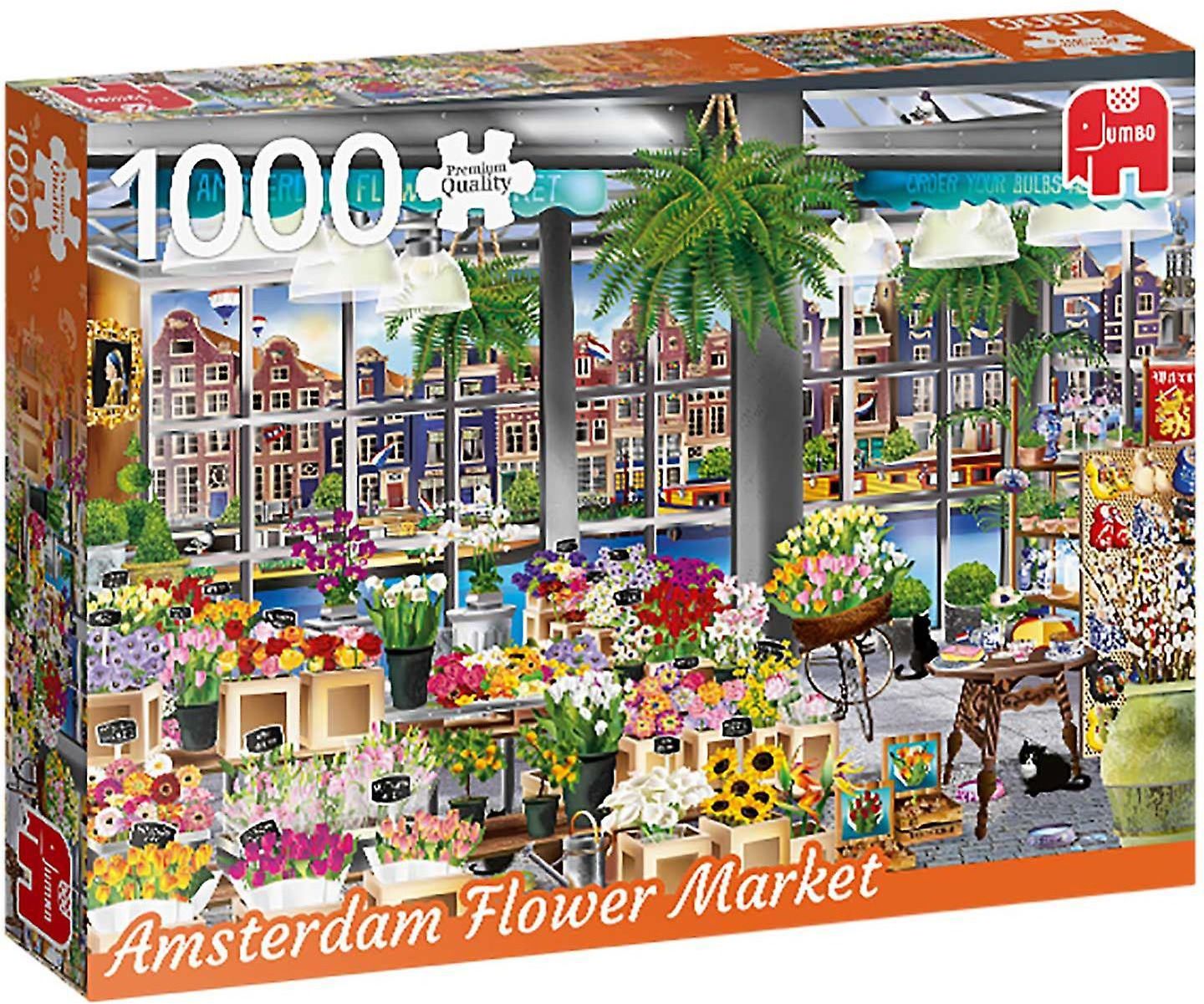 JUMBO Puzzle Květinové trhy v Amsterdamu 1000 dílků - obrázek 1
