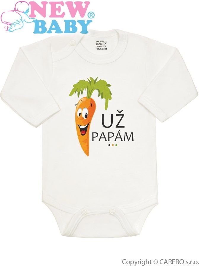 BIO body s dlouhým rukávem New Baby UŽ PAPÁM béžové Béžová 80 (9-12m) - obrázek 1