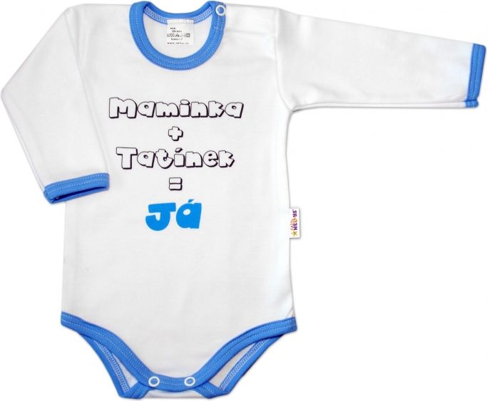 Baby Nellys Body dl. rukáv vel. 68, Maminka + tatínek = Já - modrý lem 68 (4-6m) - obrázek 1