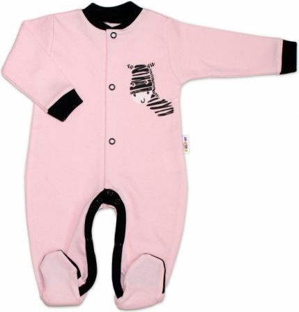 Baby Nellys Bavlněný overálek Zebra - růžový, Velikost koj. oblečení 80 (9-12m) - obrázek 1