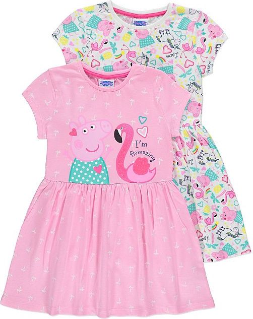 Dívčí šaty GEORGE, 2ks v balení, motiv Peppa Pig a jednorožci Velikost: 80 - 86cm (1 - 1.5 roku) - obrázek 1