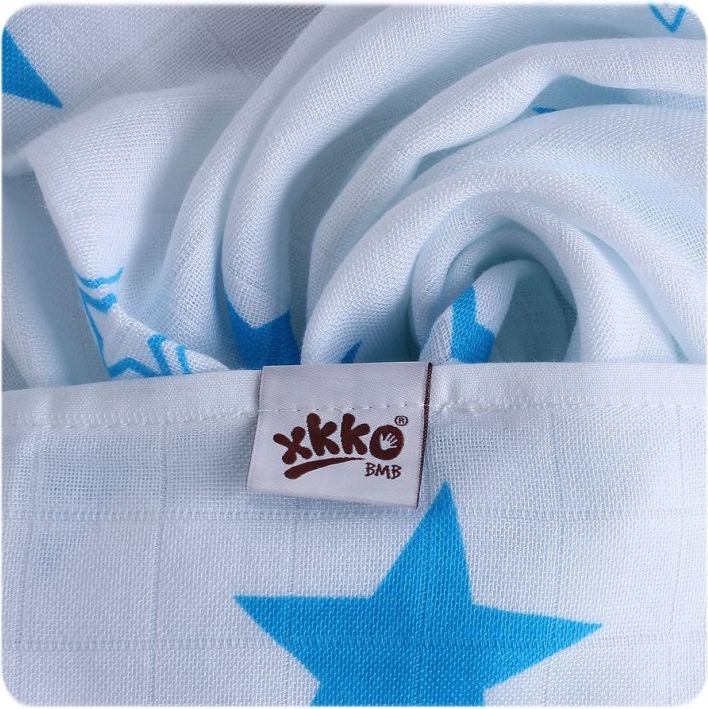 KIKKO Bambusová osuška/plena Stars 90x100 (1 ks) – cyan - obrázek 2