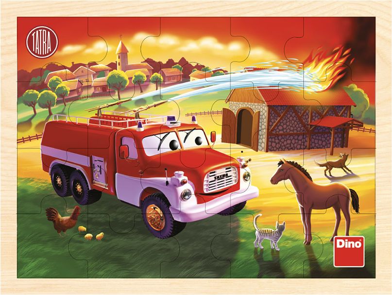 DINO Puzzle dřevěné 20 dílků Tatra hasiči - obrázek 1