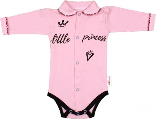 Baby Nellys Body dlouhý rukáv s límečkem,vel. 62, růžové - Little Princess - obrázek 1