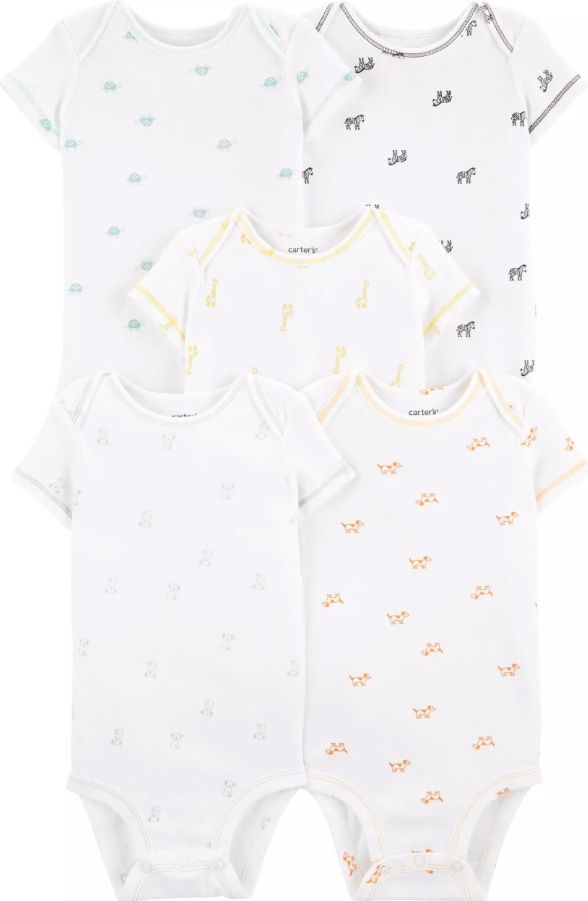 CARTER'S Body krátký rukáv 5ks, Zvířátka - 3m/vel. 62 - obrázek 1