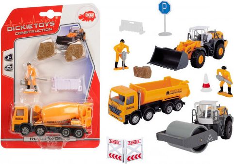 Dickie Auto stavební 13cm na volnoběh set s doplňky plast - obrázek 1