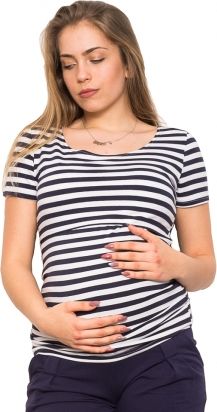 Be MaaMaa Těhotenské a kojící triko - Proužky, vel. XL - obrázek 1