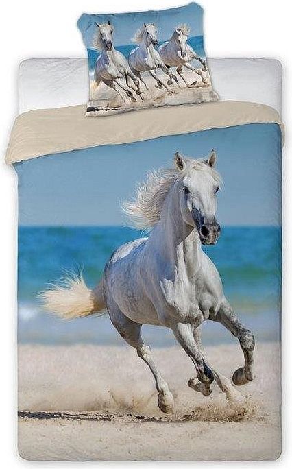 FARO Povlečení Kůň na pláži Bavlna 140/200, 70/90 cm - obrázek 1
