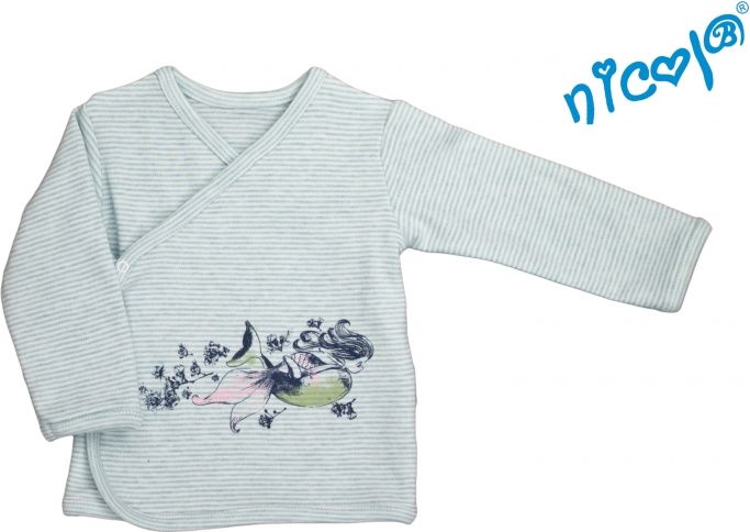 Nicol Nicol Novorozenacká bavlněná košilka Mořská víla - zapínání bokem - mátová, vel. 56 56 (1-2m) - obrázek 1