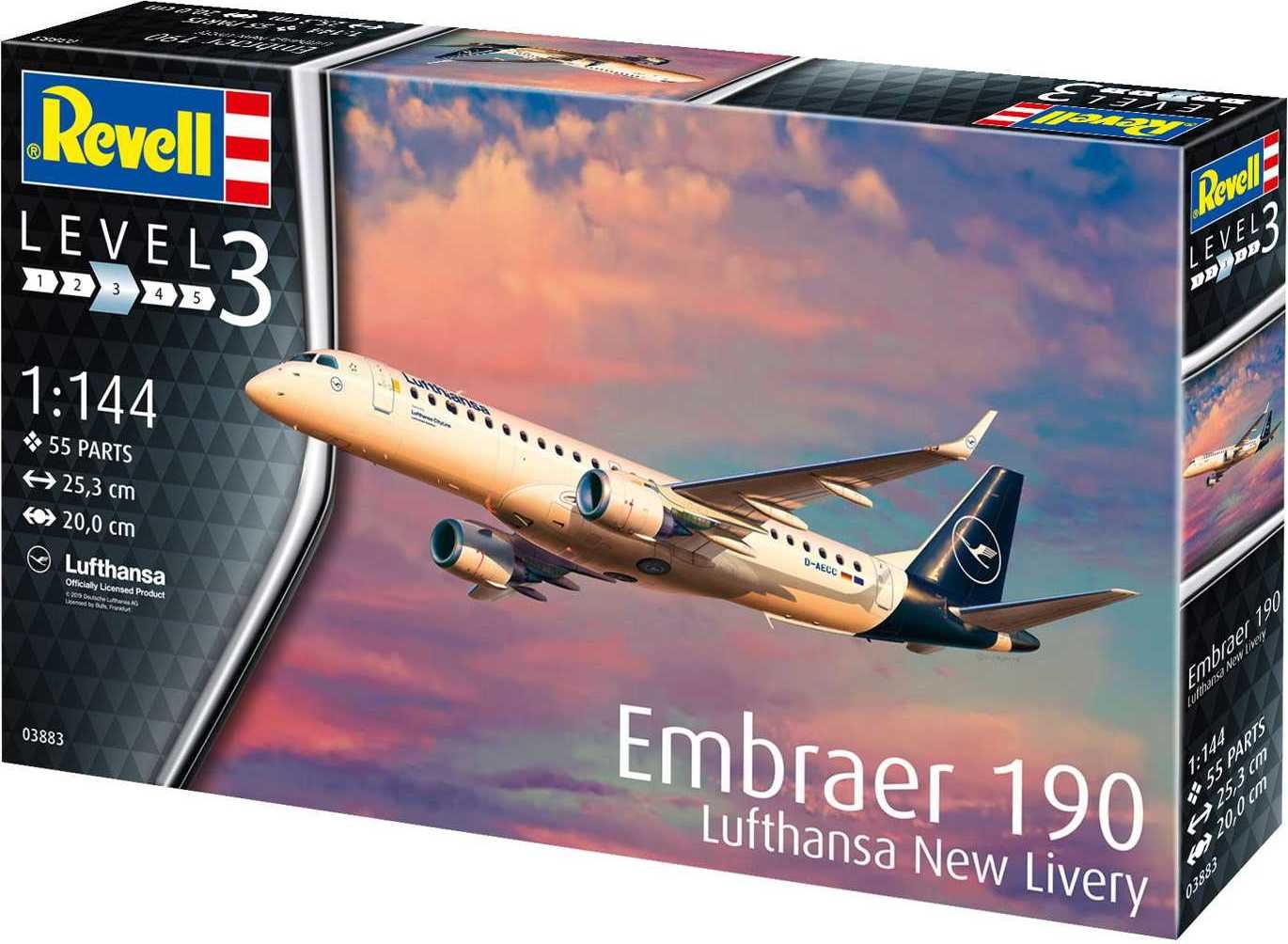 REVELL Plastic ModelKit letadlo 03883 - Embraer 190 Lufthansa New Livery (1:144) - obrázek 2